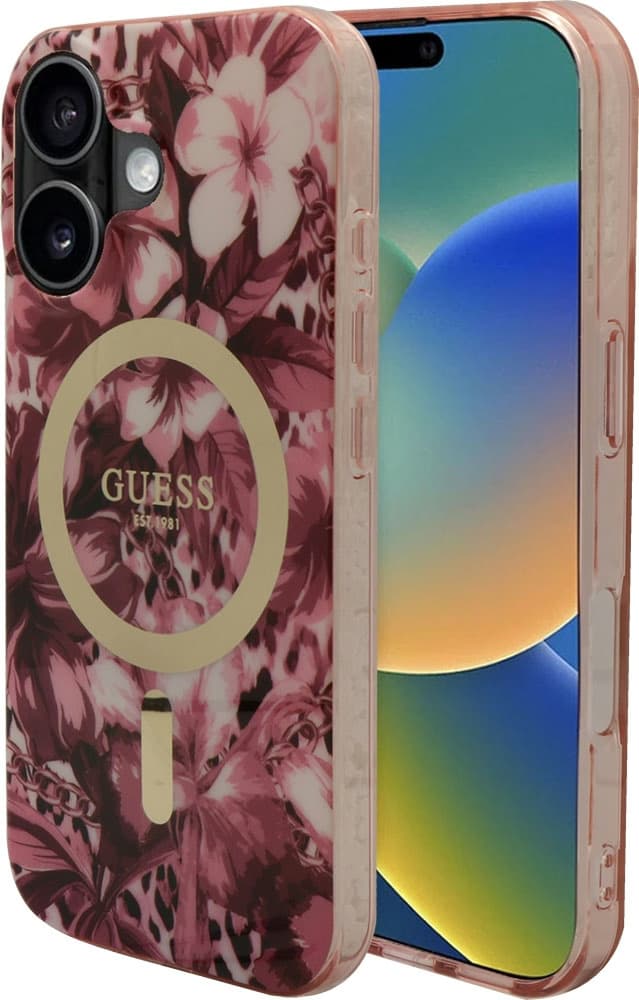 Capa Guess para iPhone 16 GUHMP16SHJFCWP – Flowers Pink